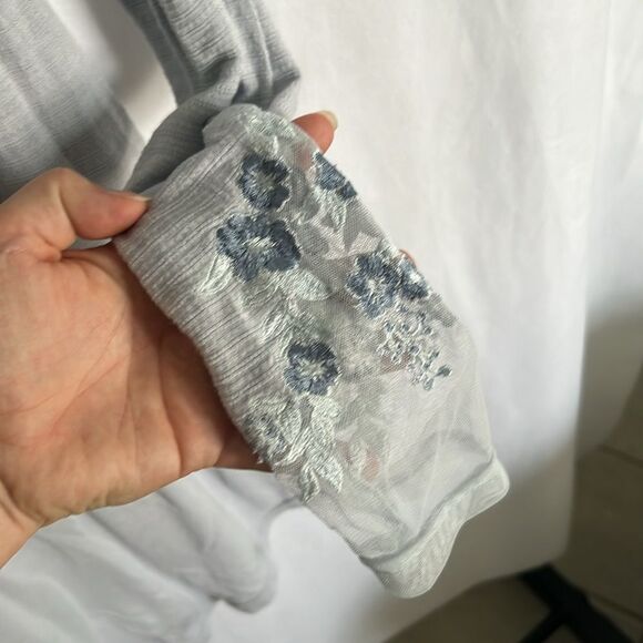 Free People Saheli Blue Mesh Floral Tunic Medium - Picture 14 of 14